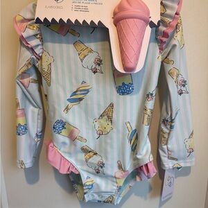 Flapdoodles Ice Cream Rashguard SWIMSUIT BEACH PLAYSET pink mint boutique style